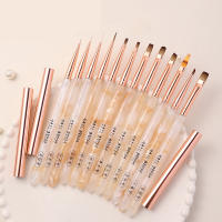 Pincel De Dibujo Para Uñas Transparente Rosa Herramienta De Manicura DIY Pincel De Gel UV Extensión Pincel De Carving Para Arte De Uñas - details 0