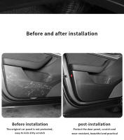 Protector De Puerta Para Tesla Model3 Tapete De Pie En Puerta Panel De Puerta Antigolpes Y Anti Suciedad Estilo Cuero Y Fibra De Carbono Accesorios Para Automóvil - details 1