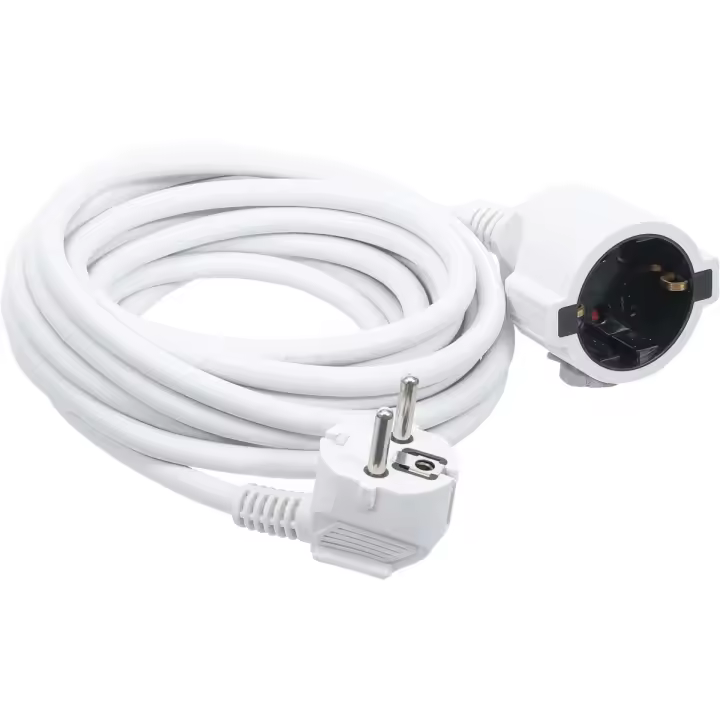 Cable alargador/prolongador color blanco, 3m y 5m tipo  H05VV-F 3X1,5mm2, enchufe Schuko, 16A 250V 3680W, uso interior, Don Feliz - 1