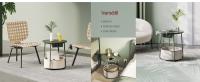 VASAGLE Mesa Auxiliar, Mesa Lateral Redonda con Tomas de Corriente, Cesta de Tela, Espaciosa, para Salón, Dormitorio, Mesita de Noche, Estilo Moderno, Verde Bosque y Blanco Crema/Negro Ébano y Gris Pizarra/Gris Paloma y Gris Pizarra/Blanco Mate y Marrón C - details 1