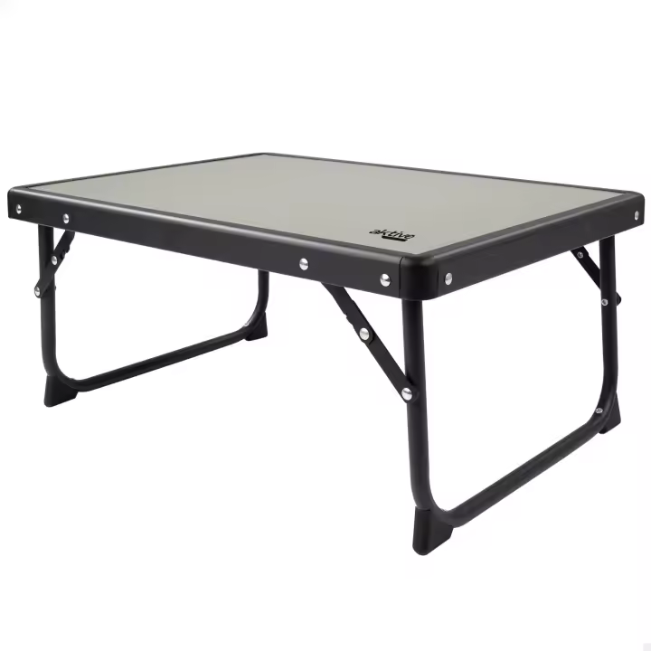 Mesa plegable camping portátil Antivuelco de acero Aktive, con asa de transporte, medidas 56x40x25cm, material acero y madera MDF - 1