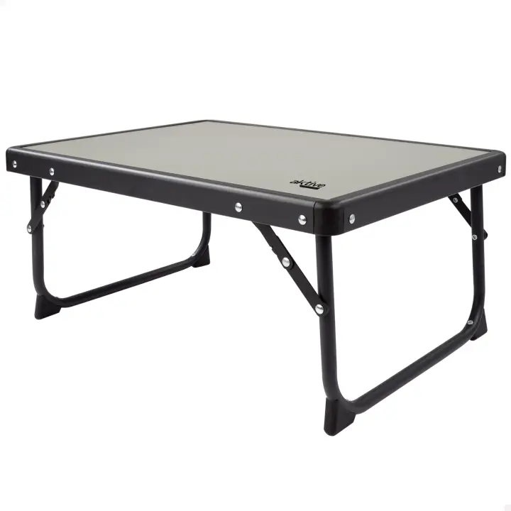 Mesa plegable camping portátil Antivuelco de acero Aktive, con asa de transporte, medidas 56x40x25cm, material acero y madera MDF - 1