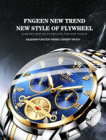 Reloj De Pulsera De Lujo Para Hombre FNGEEN Reloj De Cuarzo Resistente Al Agua En Acero Inoxidable Y Oro Estilo Business Con Display Numeral Romano - details 0