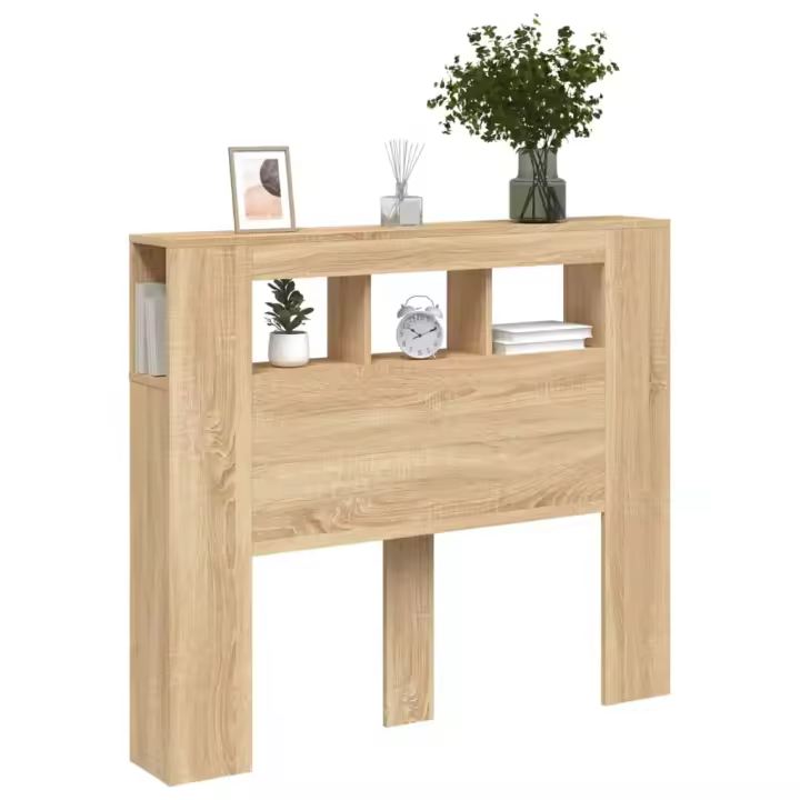 vidaXL Cabecero LED madera ingeniería roble Sonoma 120x18,5x103,5 cm - 1