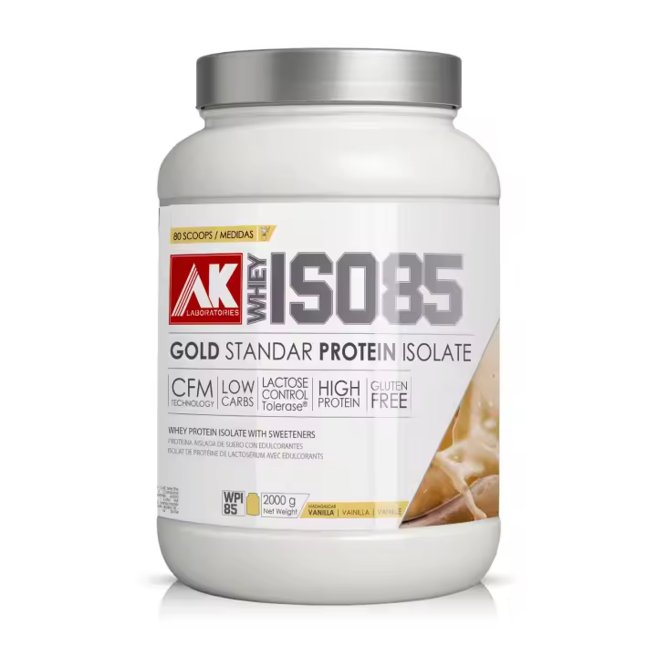 ISOWHEY 85 AK LABORATORIES ™ [2 KG] - El aislado de proteínas de suero lácteo PREMIUM  con Tolerasa, bajo en grasa y azúcar y con aromas naturales. - 1