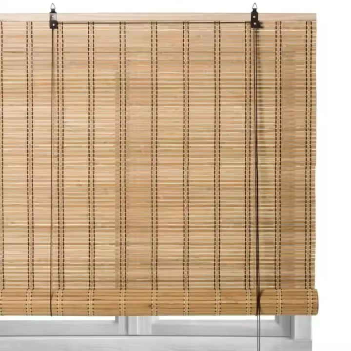 Dcasa Estor enrollable beige de láminas de bambú de 90x180 cm - 1