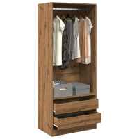 vidaXL Armario de madera de ingeniería 80x50x200 cm en color Blanco/Roble ahumado/Marrón roble y más | almacenamiento funcional diseño moderno para baño dormitorio sala - details 5