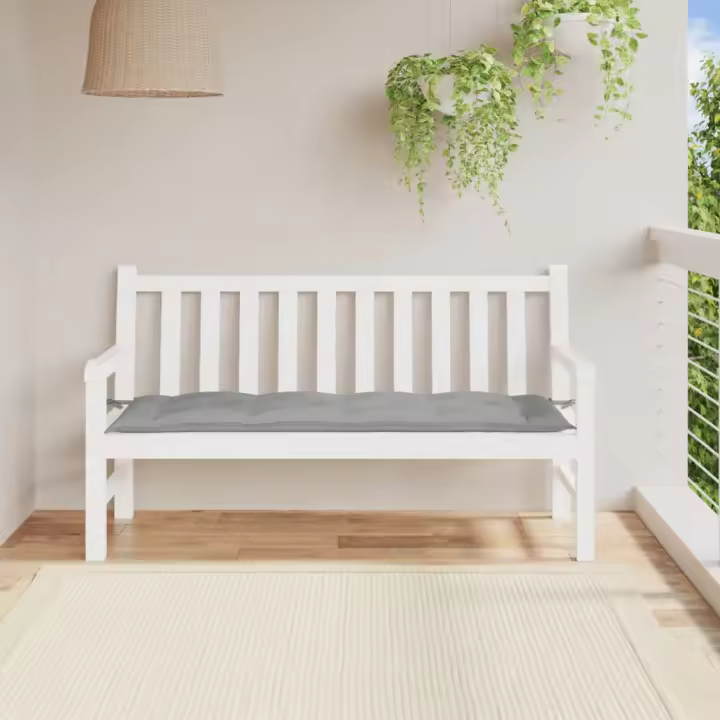 vidaXL Cojín de banco de jardín tela Oxford gris 150x50x7 cm - 1