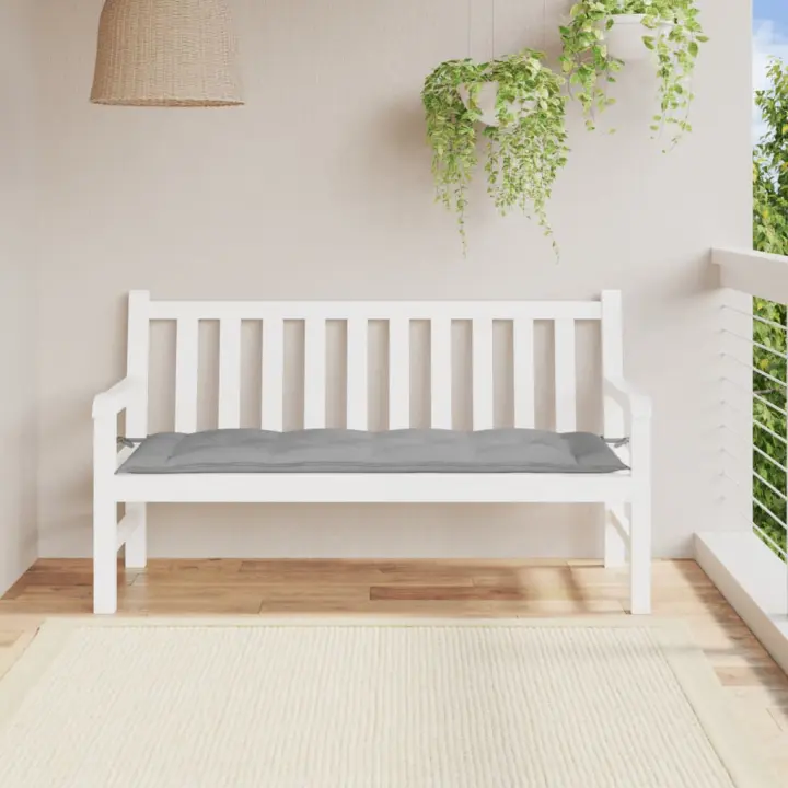 vidaXL Cojín de banco de jardín tela Oxford gris 150x50x7 cm - 1
