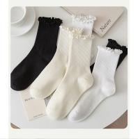 Calcetines Para Mujer 5 Pares En Lote Algodón Transpirable De Media Pantorrilla Estilo Ruffle Negro Blanco Para Primavera Y Otoño - details 1