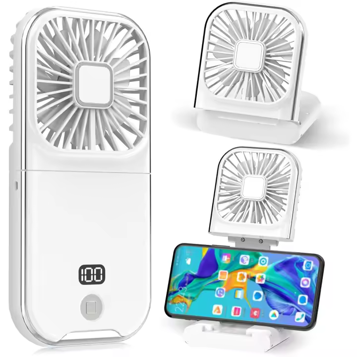 Ventilador de mano, mini ventiladores portátiles potentes USB recargables de mano con 4 velocidades, ventilador personal plegable, ventilador de escritorio, refrigeración para viajes, vacaciones - 1