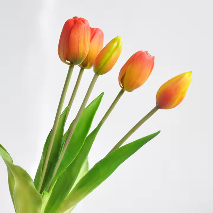 5pcs/Bunch Tulipes Artificiales Rosa De Alta Calidad Silicona Para Decoración De Hogar Y Bodas Flor Falsa Realista Para Bouquet - 1
