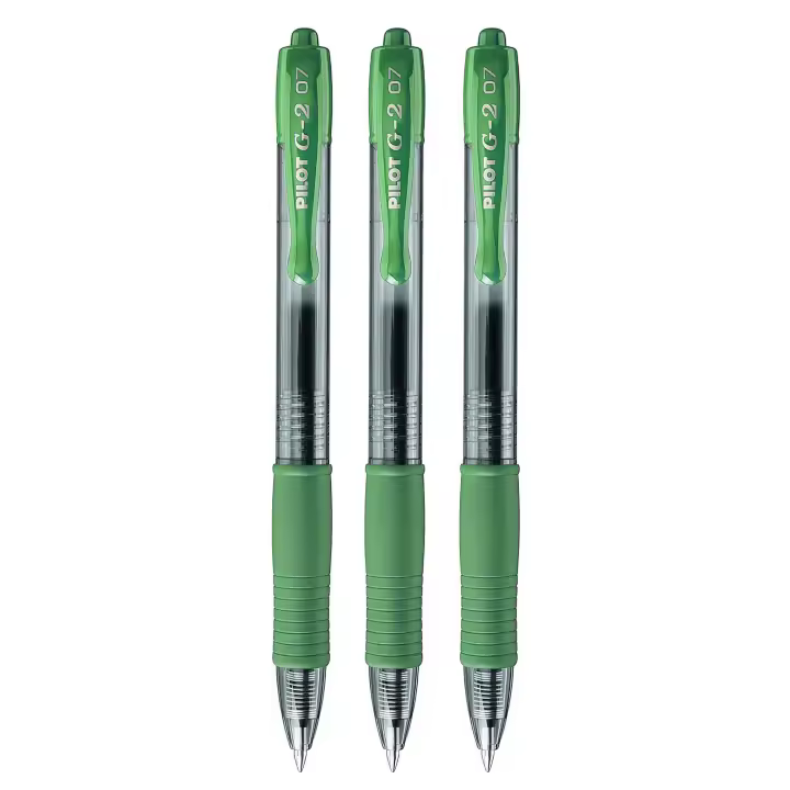 Pilot G2 07 Bolígrafo Retráctil Tinta de Gel Punta 0,7mm Recargable Color Verde (Pack de 3 Uds.) - 1