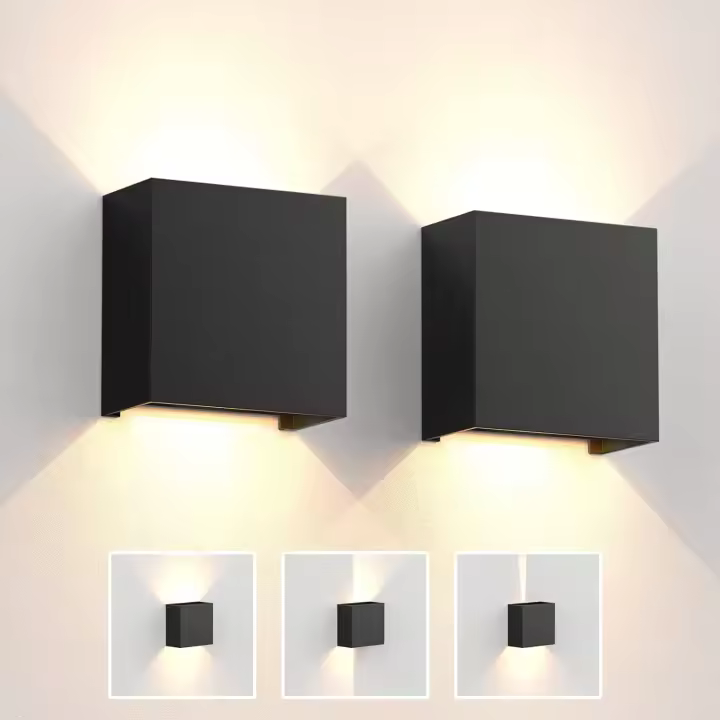 SOMY 2 Pack Aplique de Pared Interior 6W 10×10×5cm Ángulo de Haz Ajustable LED Aplique de Pared Interior Decorativo Blanco Cálido 3000K IP65 Lámpara de Pared Impermeable para Dormitorio Pasillo Sala de Estar [Clase Energética E] Aplique Exterior - 1