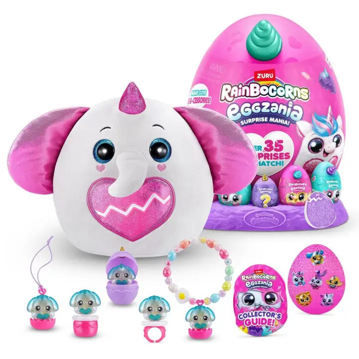 RAINBOCORNS - Huevo Sorpresa Eggzania Surprise Mania. Con Peluche, Mini Huevos y Más de 35 Sorpresas Incluyendo Slime y Accesorios para Jugar y Crear  ¡Rompe el Cascarón y Vive la Aventura! - 1