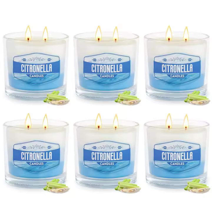 210 Hours Citronella Candles Outdoor, Citronella Candle Set 6 Pack, 100% Soy Wax Candle, Citronella Candles Outdoor, Candles for Balcony, Patio, Garden, Camping, Summer Gift - 1