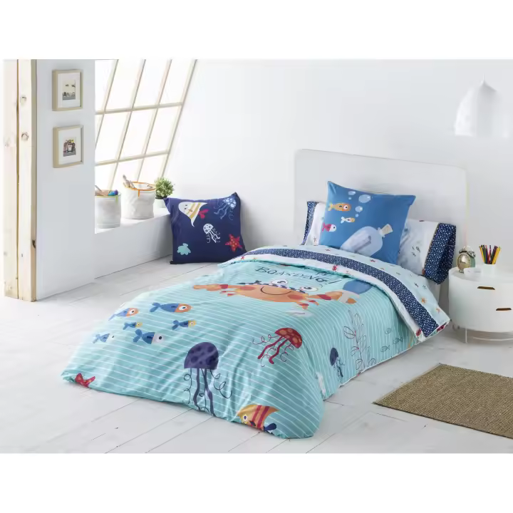 JVR - Funda Nordica Juego de 3 piezas modelo CRABBY - Tejido 100% Algodón Percal 200 hilos - Estampado digital - Fabricado en España - Cama 90/105/135/150/160/180 - 1