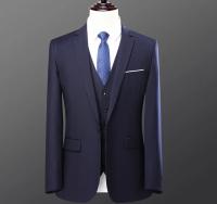 Traje De Negocios Slim-fit Para Hombre Con Chaleco De Solapa Sencilla Y Dos Botones Color Sólido Conjunto De 3 Piezas Moda Casual - details 16