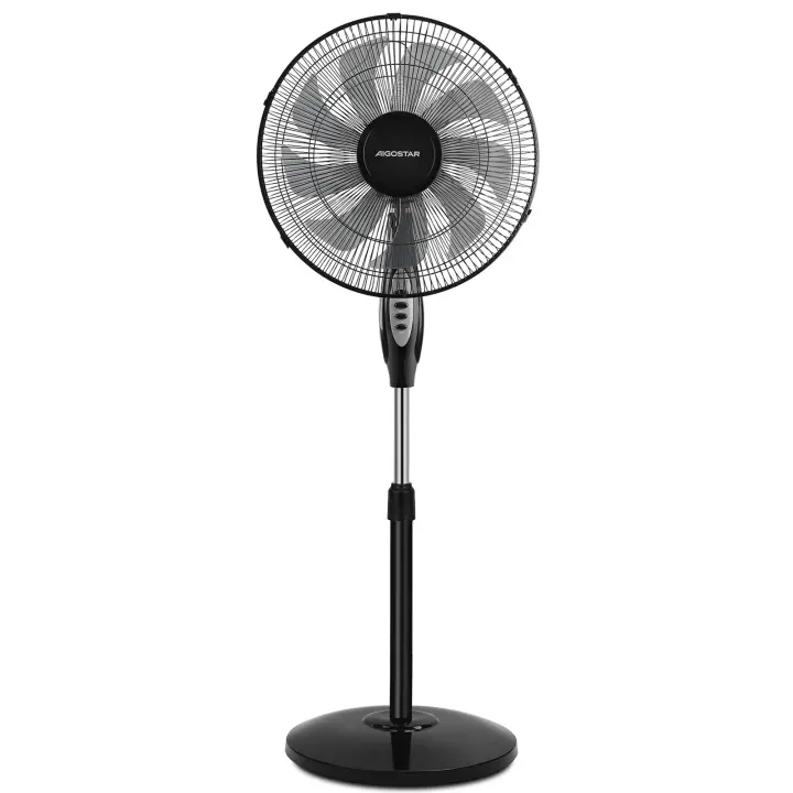 AIGOSTAR Ventilador de Pie Silencioso, 9 Aspas, 3 Velocidades, Oscilante 80° - 1