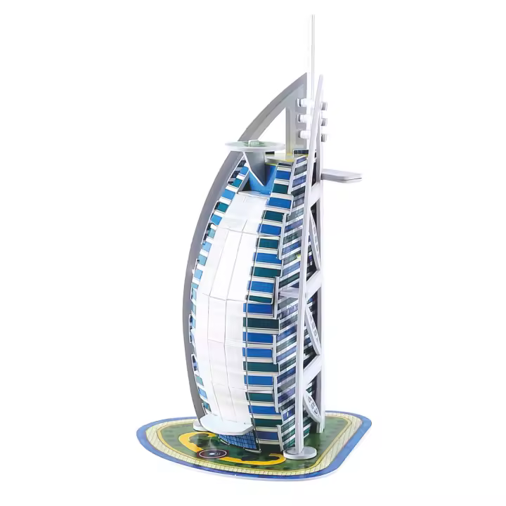 DAM. Puzle 3D de cartón del hotel Burj Al Arab situado en Dubai. 17 piezas. 13x12x22cm. - 1