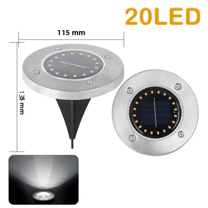 Lámpara Solar De Jardín LED 8/20LED Luz De Disco Solar Para Exterior Iluminación Subterránea Para Paredes De Madera Decoración De Jardín Blanco/Cálido IP65 - 1