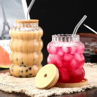 Vaso De Bebida De 500ML Con Tapa De Bambú Y Pajita Para Café Frío Y Cócteles Vaso De Cerveza Para Whiskey Regalos Eco-amigable Transparente - details 12