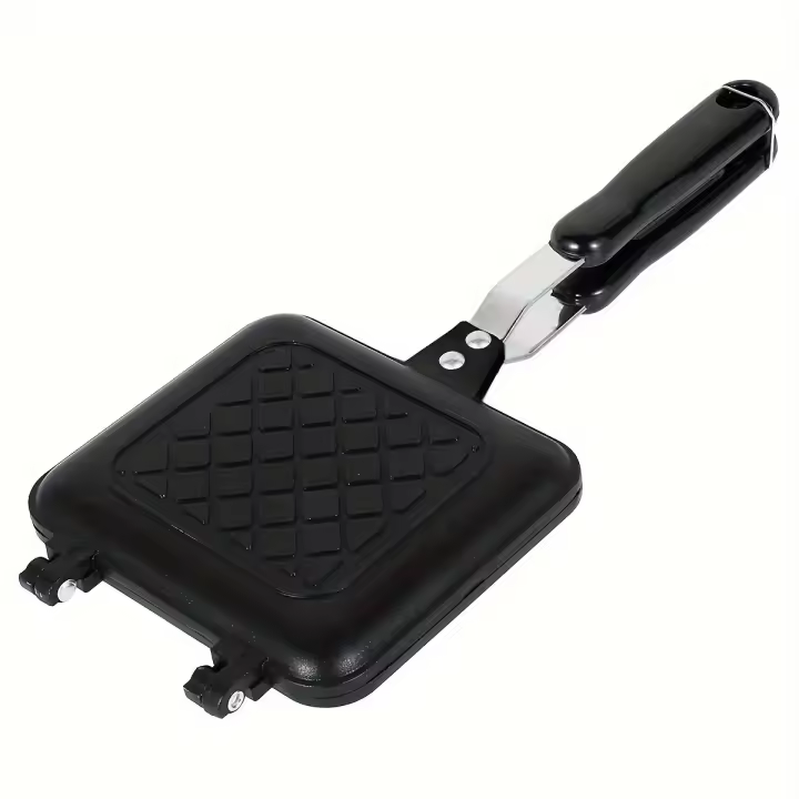 Doble Cara Pan de Freír Pan Antiadherente Placa de Barbacoa Múltiples Propósitos Molde de Tostadora de Sándwich Resistente al Calor Fabricante de Gofres Para Cocina, Suministros Escolares, Regreso a Clases - 1