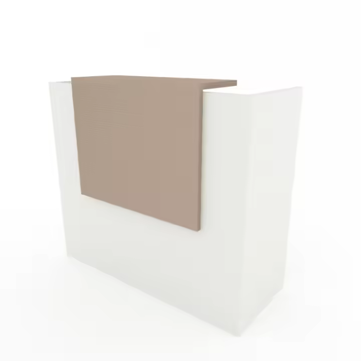 OFICIT Mostrador recepción Basic Colors de 120 cm de ancho con sobremostrador en color Pastel Brown. - 1