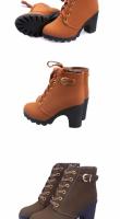 Botas De Tacón Alto Para Mujer Primavera/Otoño Calidad Superior Con Cordones Moda Europea Botines Con Cierre De Cremallera Material PU Tacón Cuadrado Apto Para Adultos - details 2