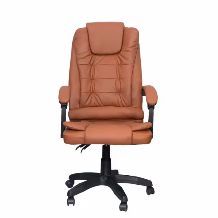 DASCK Sillón Ejecutivo Reclinable - Cuero Sintético Marrón Ergonómico Base Giratoria - 1