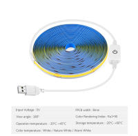 Tira De LED COB USB Con Sensor De Toque Y Regulación De Brillo 5V 320LEDs/M Lámpara De Noche Para Armario TV Espejo Decoración - details 1