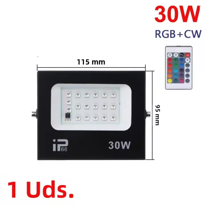 Proyector De Luz Fuente De Iluminación Exterior IP66 Impermeable con Control Remoto 30W 50W 100W Luz De Calle LED RGB Para Exterior - 1