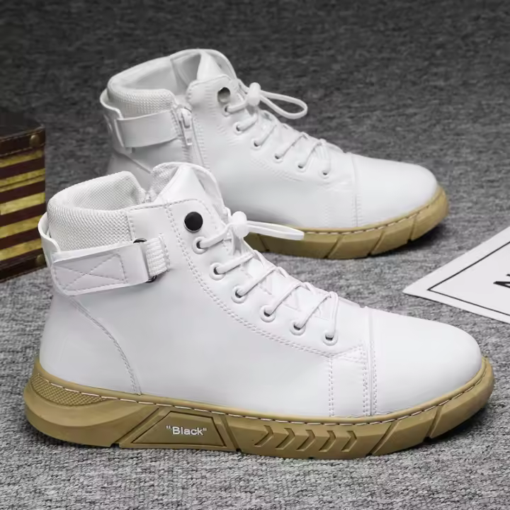 Botas De Piel Para Hombre De Moda Al Aire Libre Botines De Trabajo Ligeros Y Calientes Diseñador Hecho a Mano Clásico Con Cordones Talla Verdadera - 1