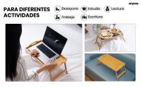 UNYCOS Mesa auxiliar plegable de bambú con divisor para ordenar, lectura y desayuno (work table) - details 1