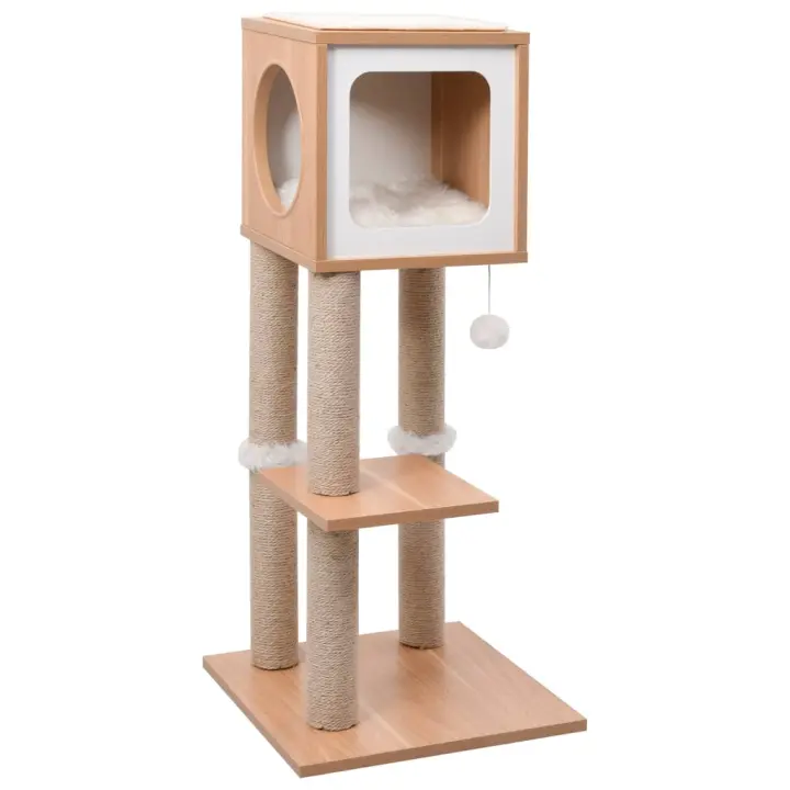 vidaXL Rascador para Gatos con Alfombra Rascadora de Sisal 90 cm Casita Poste Color Negro,  Blanco, y mas - 1