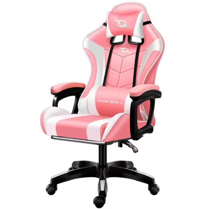 Silla Gaming PowerGaming Blanco Rosa - 1