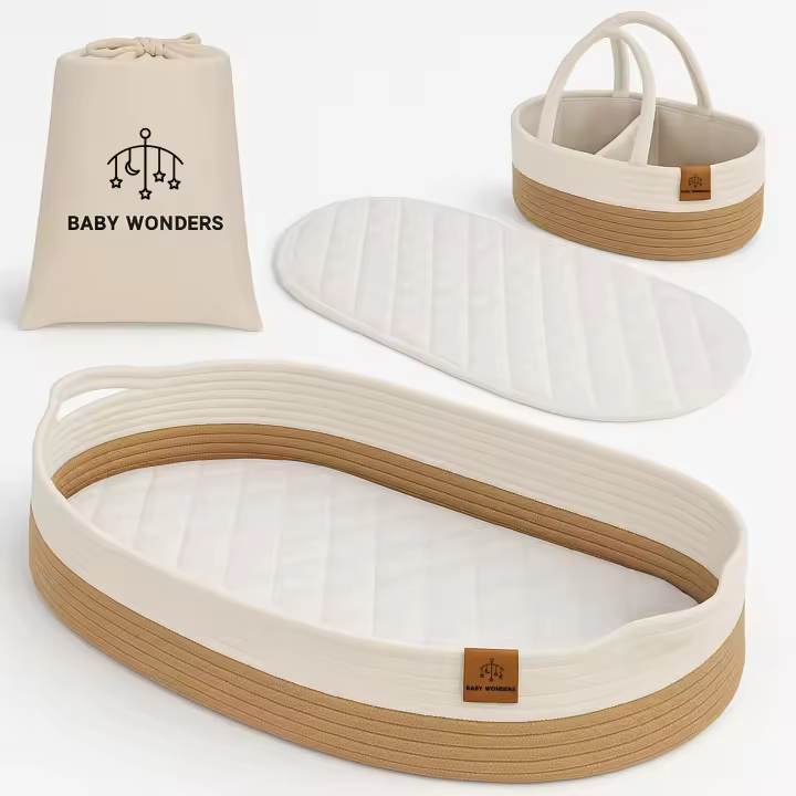 Baby Wonders® Cambiador Bebe, Cesta Cambiador Bebe, Cesta Bebe Portatil, Canastilla Cambiador Bebe, Cambiador Bebe Impermeable, Mueble Cambiador Bebe, Canasta Mimbre Cambiador Bebe, Cesta Con Colchón - 1