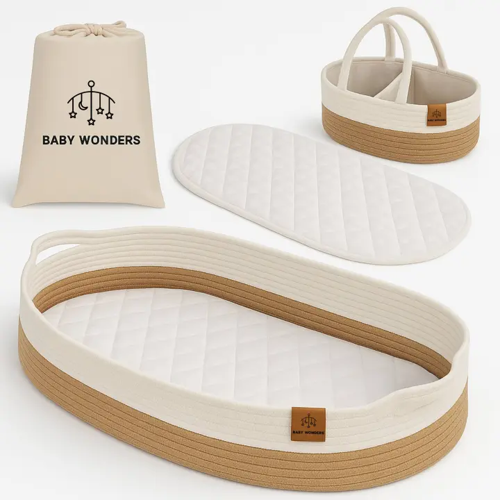 Baby Wonders® Cambiador Bebe, Cesta Cambiador Bebe, Cesta Bebe Portatil, Canastilla Cambiador Bebe, Cambiador Bebe Impermeable, Mueble Cambiador Bebe, Canasta Mimbre Cambiador Bebe, Cesta Con Colchón - 1