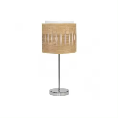 FABRILAMP Lámpara de Mesa Alexandra 1xe14 Niquel/madera Clara 42x17x17 Cm - Elegante Diseño - 1
