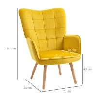 Sillón Cecodadi Sillón orejero con reposabrazos, tapizado, moderno, Tecnológico, experiencia inteligente, Estructura de Madera Chaise longue tapizada Efecto terciario, chaise longue de salón, dormitorio, Amarillo - details 6
