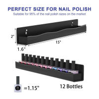 Organizador De Esmaltes De Uñas En Acrílico Negro Con 4 Estantes De 15 Pulgadas Para 48-66 Botellas Rack De Pared Multiusos - details 3
