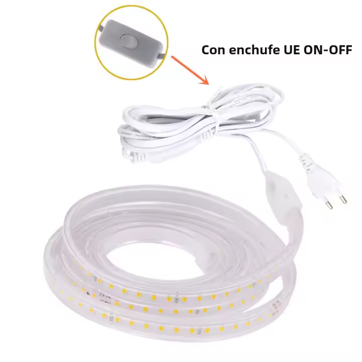 Tira LED Flexible SMD 2835 Impermeable Para Exterior Con Enchufe EU 220V Luz De Techo Para Sala De Estar Cocina Jardín - 1