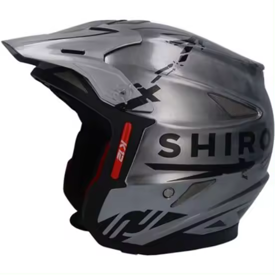 SHIRO K-12 TR-1 FIBRA TRICOMPOSITE CROMADO CASCO TRIAL - 1