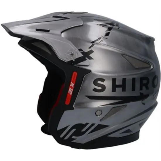 SHIRO K-12 TR-1 FIBRA TRICOMPOSITE CROMADO CASCO TRIAL - 1
