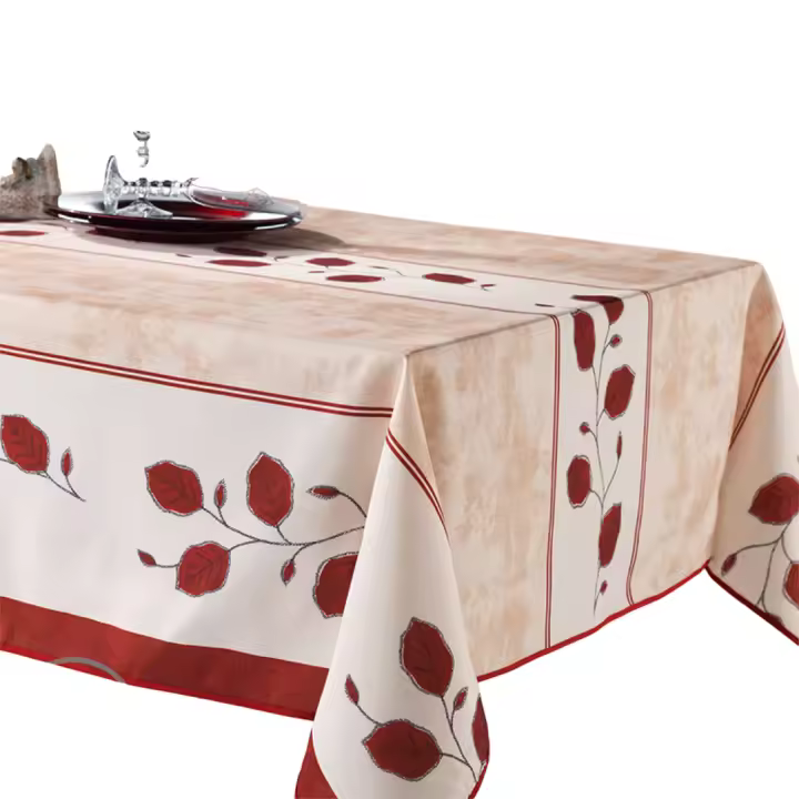 ARTEMANTEL  Mantel Antimanchas HOJA GRANATE de microfibra para mesa rectangular o redondo - 1