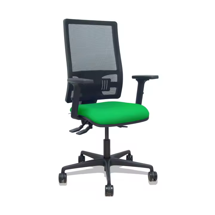 Silla Bormate asincro malla negra asiento bali verde brazos 2D ruedas 65mm - 1
