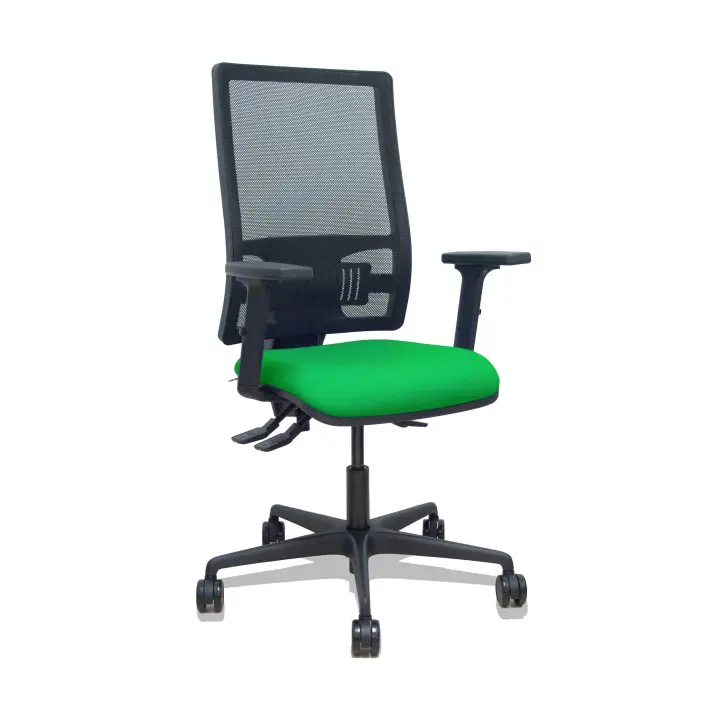 Silla Bormate asincro malla negra asiento bali verde brazos 2D ruedas 65mm - 1
