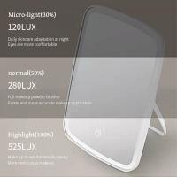 Espejo De Maquillaje Portátil LED Tricolor Plegable Recargable Con Luz Giratoria Para Damas Espejo De Belleza Para Dormitorio - details 5