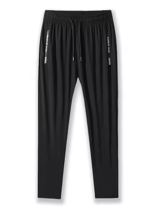 Pantalones Casuales Para Hombre De Seda Helada Estilo Deportivo Delgado Rápido Secado Pierna Recta Ancha Pantalones Largos Para Verano - 1