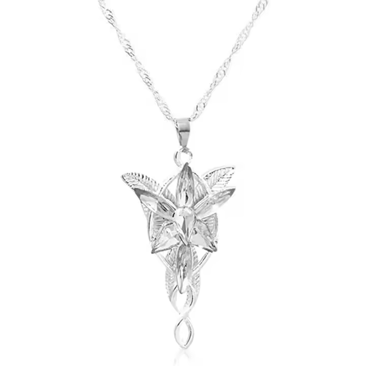 Collar con colgante de Arwen Evenstar, El Señor de los Anillos, con incrustaciones de circonitas cuadradas - Joyería de hadas para mujer, aleación (plata) - 1